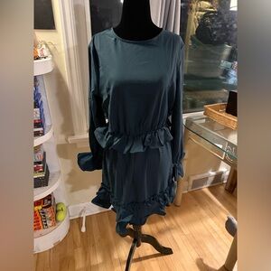 SHEIN Dark Green Ruffle Dress